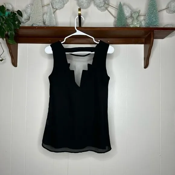 Tobi Women's Illusion Mesh Neckline Sleeveless Tank Top Black Size Small - Picture 2 of 6